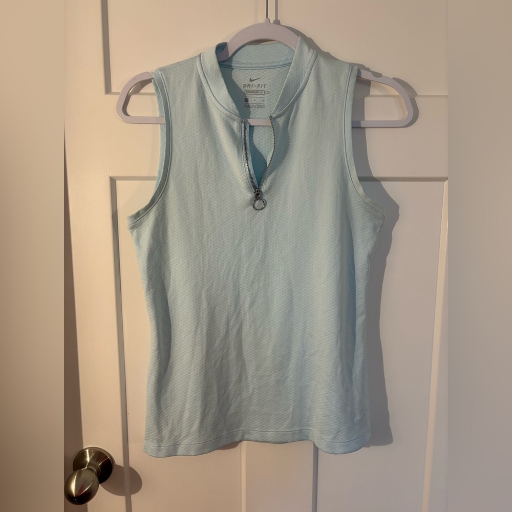 Nike Blue Sleeveless Half-Zip Tank Top